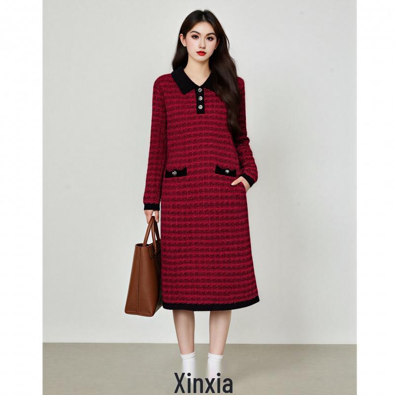 Red Knitted Polo Collar Long Dress for Plus Size Women - French Chic Style XL красный
Red Knitted Polo Collar Long Dress for Plus Size Women - French Chic Style XL красный