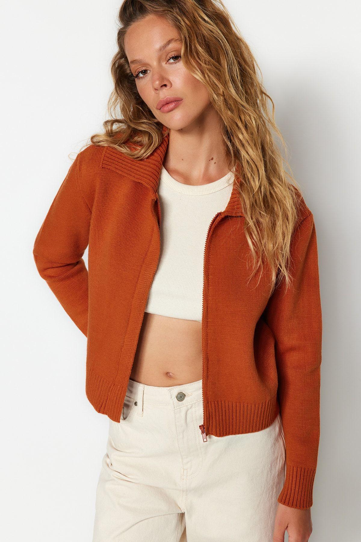 Women s Fashionable Stylish Cardigan Orange Soft Textured Zipper Turn-down Collar Knitwear Cardigan M
Women s Fashionable Stylish Cardigan Orange Soft Textured Zipper Turn-down Collar Knitwear Cardigan M