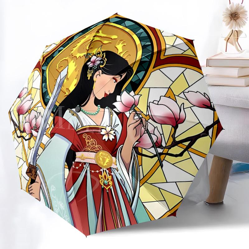 1pc Mulan Stained Glass Automatic Folding Umbrella - Portable Collapsible Design, 8-Rib Iron Frame yy251209103
1pc Mulan Stained Glass Automatic Folding Umbrella - Portable Collapsible Design, 8-Rib Iron Frame yy251209103