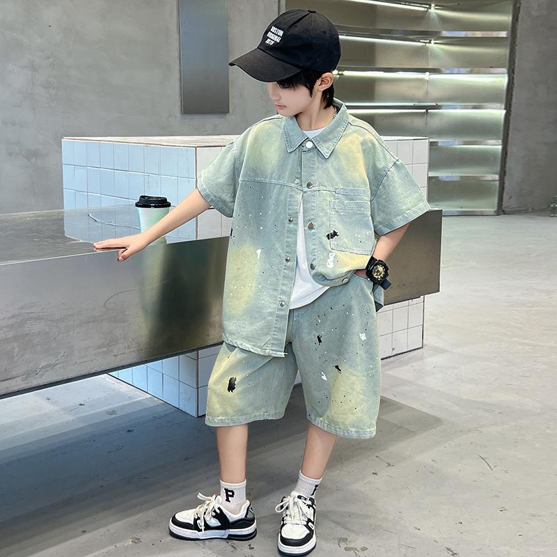 Boys Summer Denim Short Sleeve and Shorts Set - 2025 Trendy Two-Piece for Middle and Big Kids 140 cm
Boys Summer Denim Short Sleeve and Shorts Set - 2025 Trendy Two-Piece for Middle and Big Kids 140 cm
