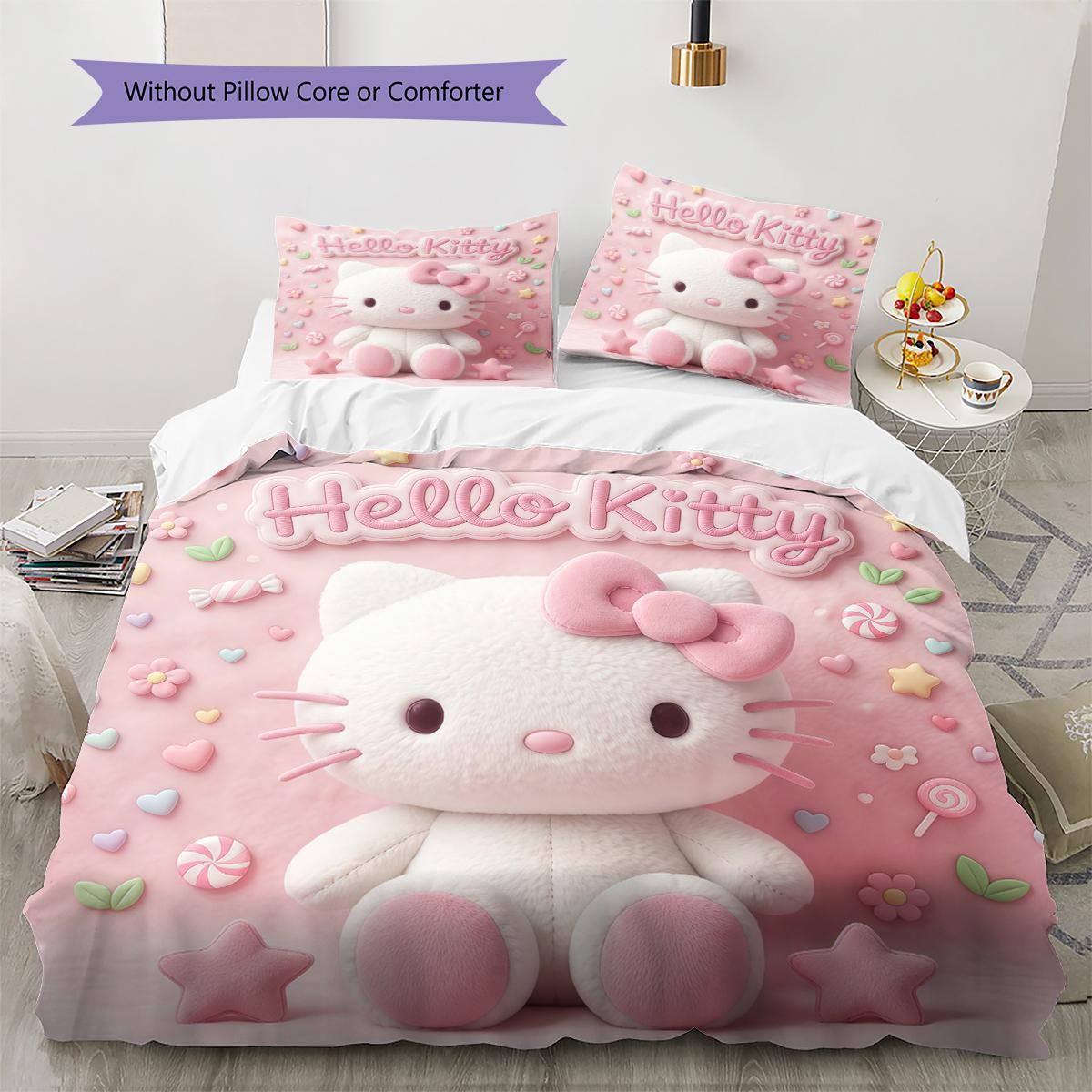 Hello Kitty Pink Pattern Bedding,Quilt Set Quilt Cover Pillowcase Home Birthday Gift(1 * duvet cover + 2 * pillowcase, without core) 135x200cm
Hello Kitty Pink Pattern Bedding,Quilt Set Quilt Cover Pillowcase Home Birthday Gift(1 * duvet cover + 2 * pillowcase, without core) 135x200cm