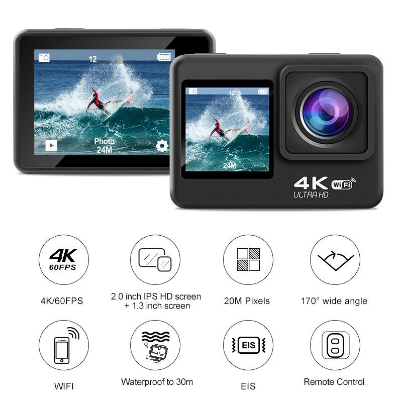 Action Camera 4K 60FPS Cameras 24MP 2.0 Touch LCD 4X EIS Dual Screen WiFi Waterproof Remote Control Webcam Sport Video Recorder чорний
Action Camera 4K 60FPS Cameras 24MP 2.0 Touch LCD 4X EIS Dual Screen WiFi Waterproof Remote Control Webcam Sport Video Recorder чорний