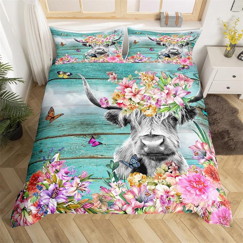Comforter Highland Cow Western Farm Animal Bedding Set Polyester Flower Wooden Cattle Single Double For Boys Girls Comforter (quilt)-EU Single(135*200cm)3pcs
Comforter Highland Cow Western Farm Animal Bedding Set Polyester Flower Wooden Cattle Single Double For Boys Girls Comforter (quilt)-EU Single(135*200cm)3pcs