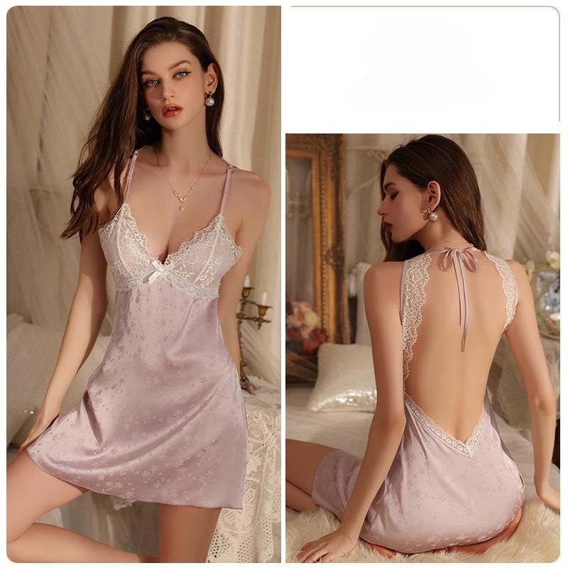Women’s Jacquard Halter Backless Nightdress Sexy Lace Patchwork Nightgown Padded Hollow-Out Sleep Dress L фіолетовий
Women’s Jacquard Halter Backless Nightdress Sexy Lace Patchwork Nightgown Padded Hollow-Out Sleep Dress L фіолетовий