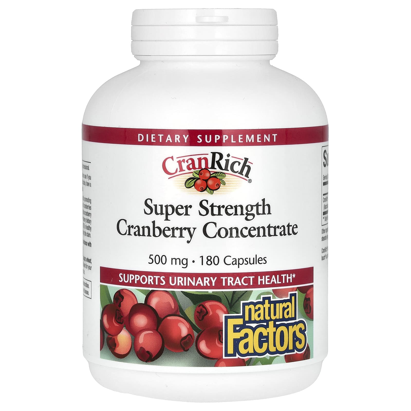 Natural Factors, CranRich, Super Strength, журавлинний концентрат, 500 мг, 180 капсул 
Natural Factors, CranRich, Super Strength, журавлинний концентрат, 500 мг, 180 капсул