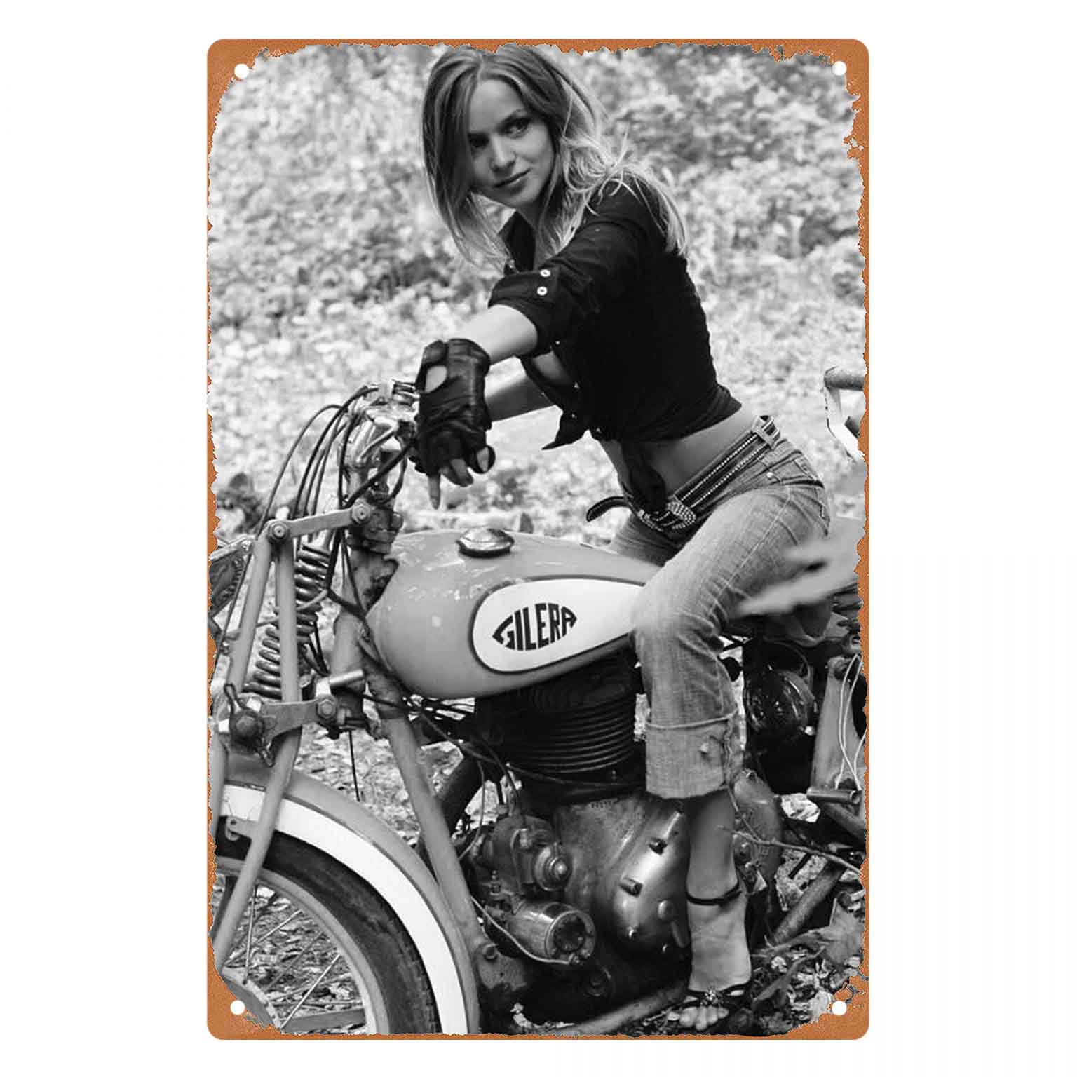 Graceful and Bold Girl on a Shiny Motorbike Vintage Metal Wall Sign Decor 20x30cm
Graceful and Bold Girl on a Shiny Motorbike Vintage Metal Wall Sign Decor 20x30cm