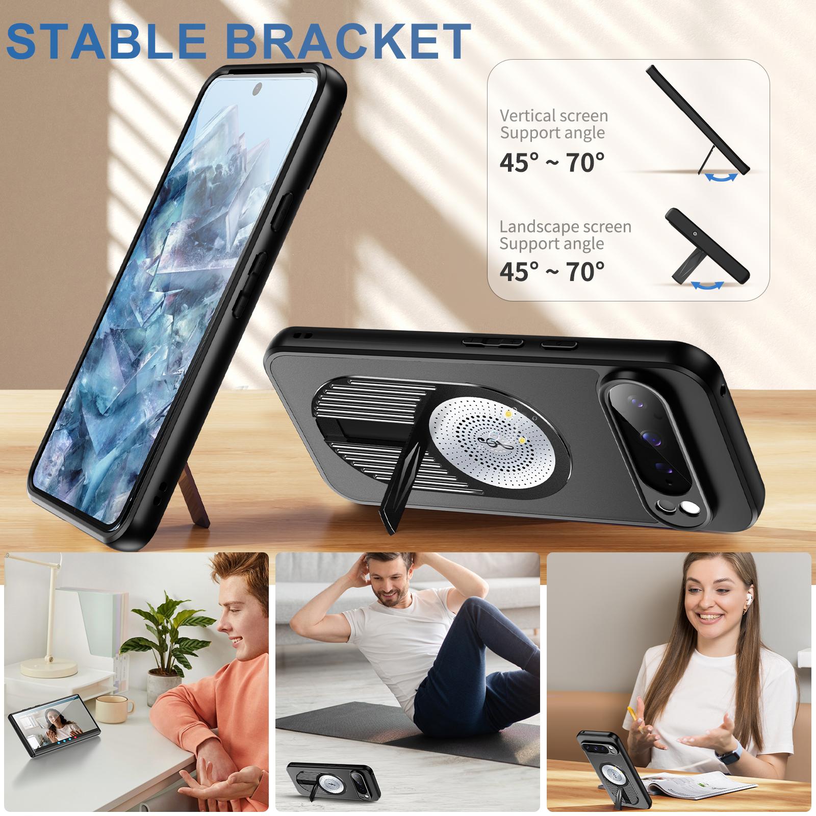 For Google Pixel 9/9 Pro Case Compatible with MagSafe Heat Dissipation Aromatherapy Kickstand Silicone+PC Phone Cover Black
For Google Pixel 9/9 Pro Case Compatible with MagSafe Heat Dissipation Aromatherapy Kickstand Silicone+PC Phone Cover Black