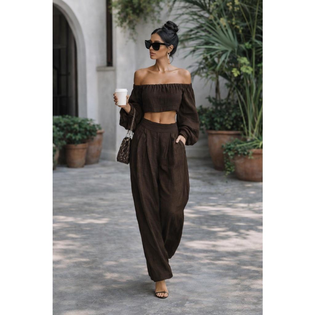 women s Off‑The‑Shoulder Long Sleeve Crop Top & Wide Leg Long Pants 2 Piece Vacation Casual Set 3XL коричневий
women s Off‑The‑Shoulder Long Sleeve Crop Top & Wide Leg Long Pants 2 Piece Vacation Casual Set 3XL коричневий