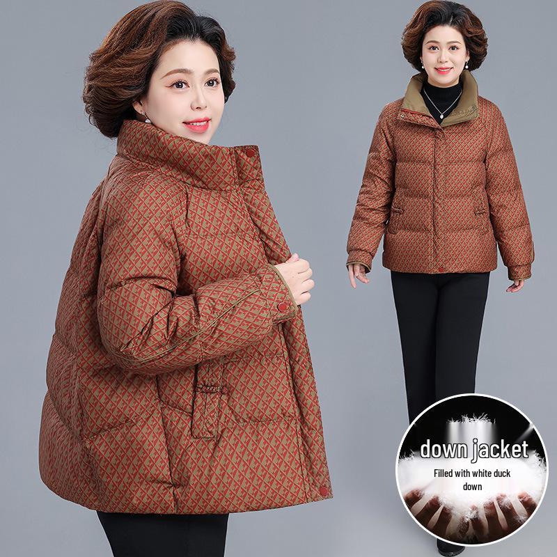 Mom s Chic Short Plaid Down Jacket for Middle-Aged Women - Thick, Warm Winter Wear with White Duck Down. XL for 50-59 kg
Mom s Chic Short Plaid Down Jacket for Middle-Aged Women - Thick, Warm Winter Wear with White Duck Down. XL for 50-59 kg