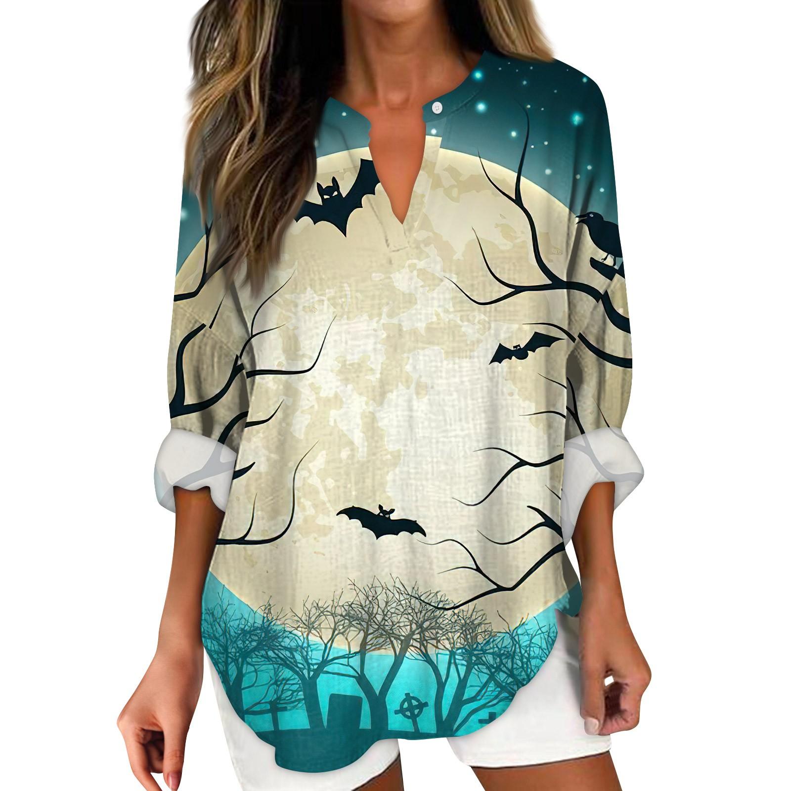 Жіночі модні повсякденні жіночі топи з принтом на Хеллоуїн і довгими рукавами з V-подібним вирізом XL ціан
Жіночі модні повсякденні жіночі топи з принтом на Хеллоуїн і довгими рукавами з V-подібним вирізом XL ціан