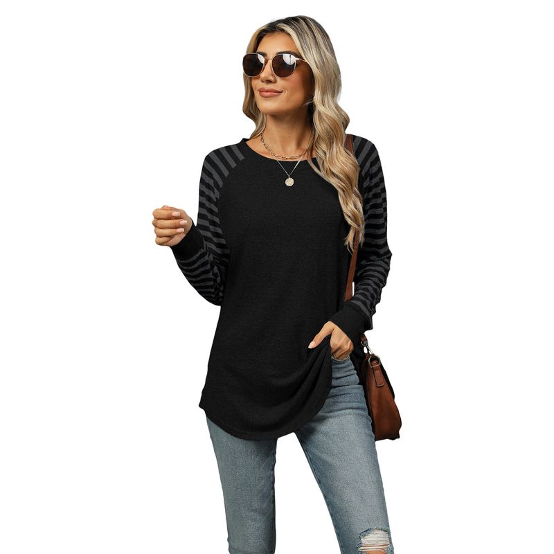 2025 Contrasting Striped Patchwork round Neck T-shirt Black S
2025 Contrasting Striped Patchwork round Neck T-shirt Black S