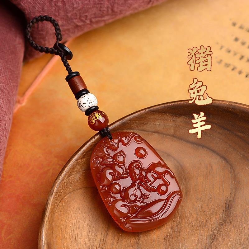 Twelve Zodiac Signs Natural Red Agate Three-Combination Pendant Snake, Rooster, Ox Tiger, Horse, Dog Pig, Rabbit, Sheep, Monkey, Rat, Dragon pendants Pig, rabbit, sheep(Keyc
Twelve Zodiac Signs Natural Red Agate Three-Combination Pendant Snake, Rooster, Ox Tiger, Horse, Dog Pig, Rabbit, Sheep, Monkey, Rat, Dragon pendants Pig, rabbit, sheep(Keyc