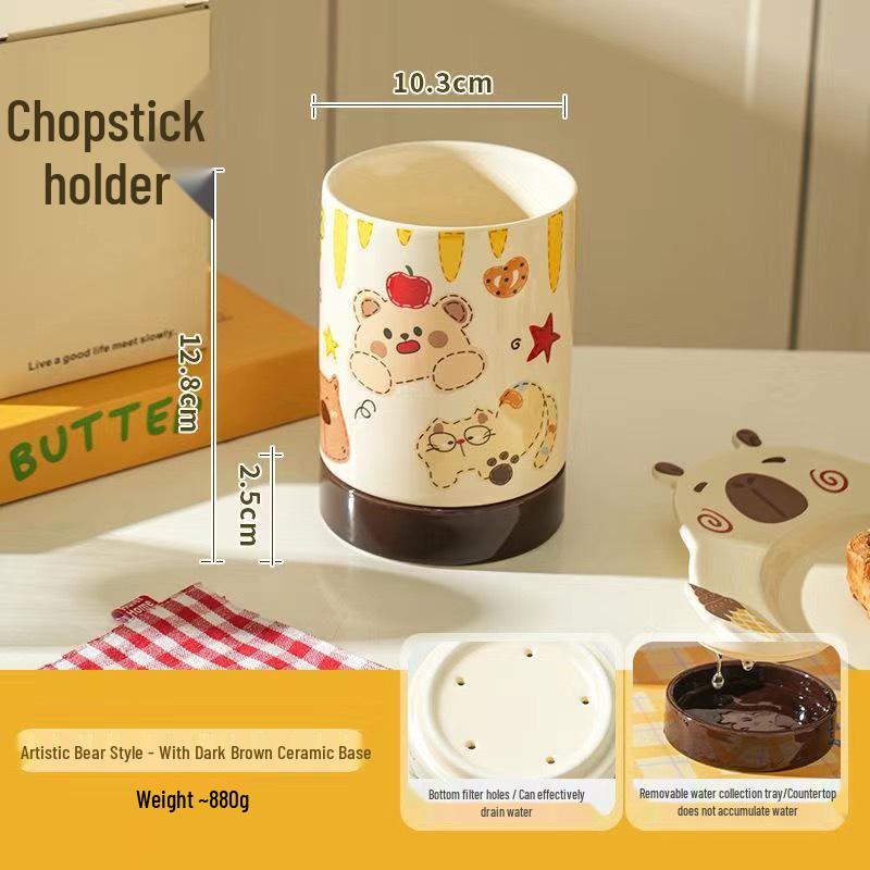 Ceramic Cartoon Chopstick Holder: Cute, Anti-Mold, Water-Draining Fork, Knife, and Spoon Storage for Desktop or Tabletop.
Ceramic Cartoon Chopstick Holder: Cute, Anti-Mold, Water-Draining Fork, Knife, and Spoon Storage for Desktop or Tabletop.