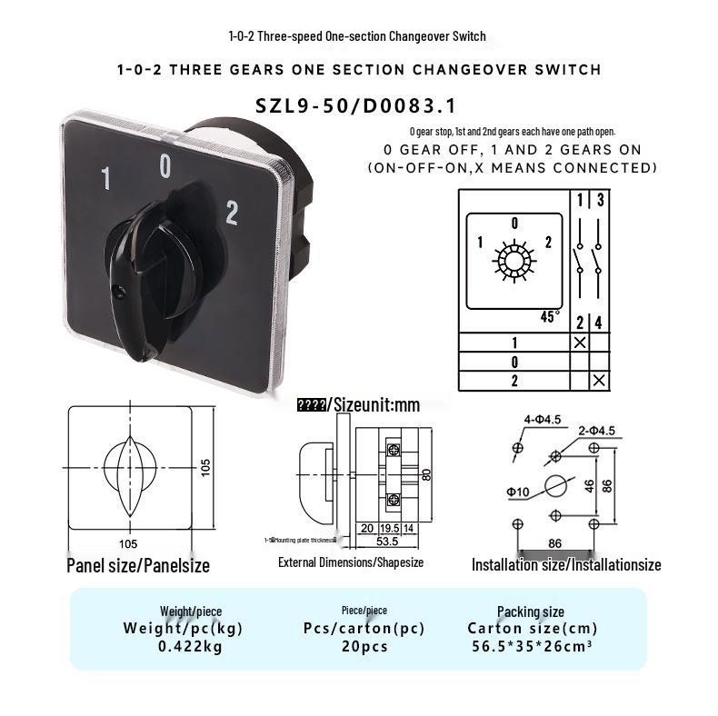 Zhuochao SZL9-50/D0083.1 Universal Changeover Roller Switch, Equivalent to LW31 GLE9 EP
Zhuochao SZL9-50/D0083.1 Universal Changeover Roller Switch, Equivalent to LW31 GLE9 EP