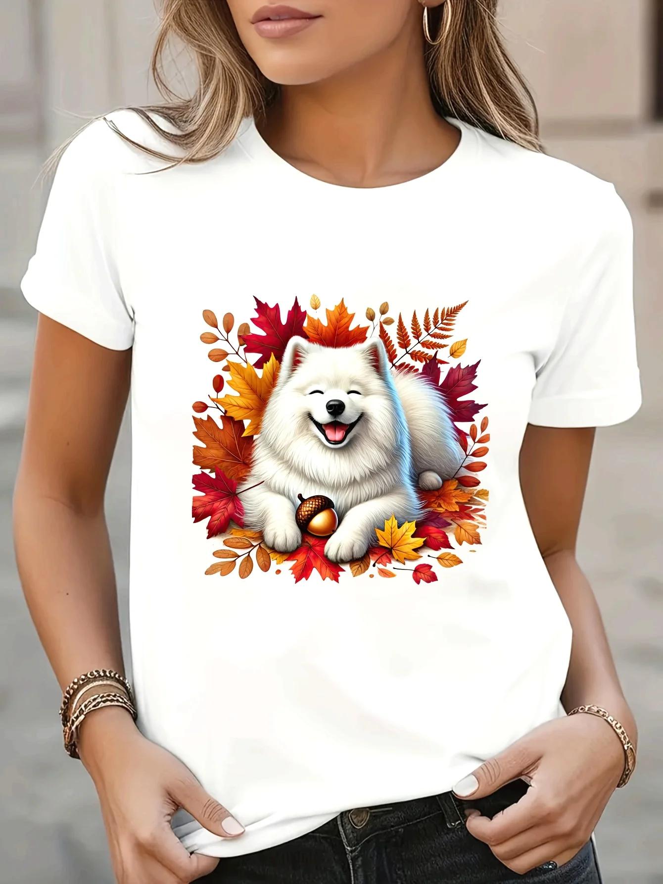 Cute Samoyed Dog Fall Leaves Graphic T Shirt Vibrant Autumn Leaves Acorn Design Crew Neck Sleeve Blend Perfect for Spring S
Cute Samoyed Dog Fall Leaves Graphic T Shirt Vibrant Autumn Leaves Acorn Design Crew Neck Sleeve Blend Perfect for Spring S
