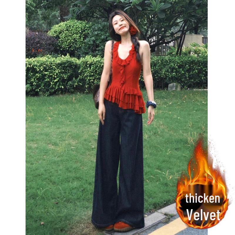 Women s Plus Size High-Waisted Fleece-Lined Wide-Leg Jeans - Winter Style with Loose Fit and Floor-Length Drapey Design. 2XL
Women s Plus Size High-Waisted Fleece-Lined Wide-Leg Jeans - Winter Style with Loose Fit and Floor-Length Drapey Design. 2XL