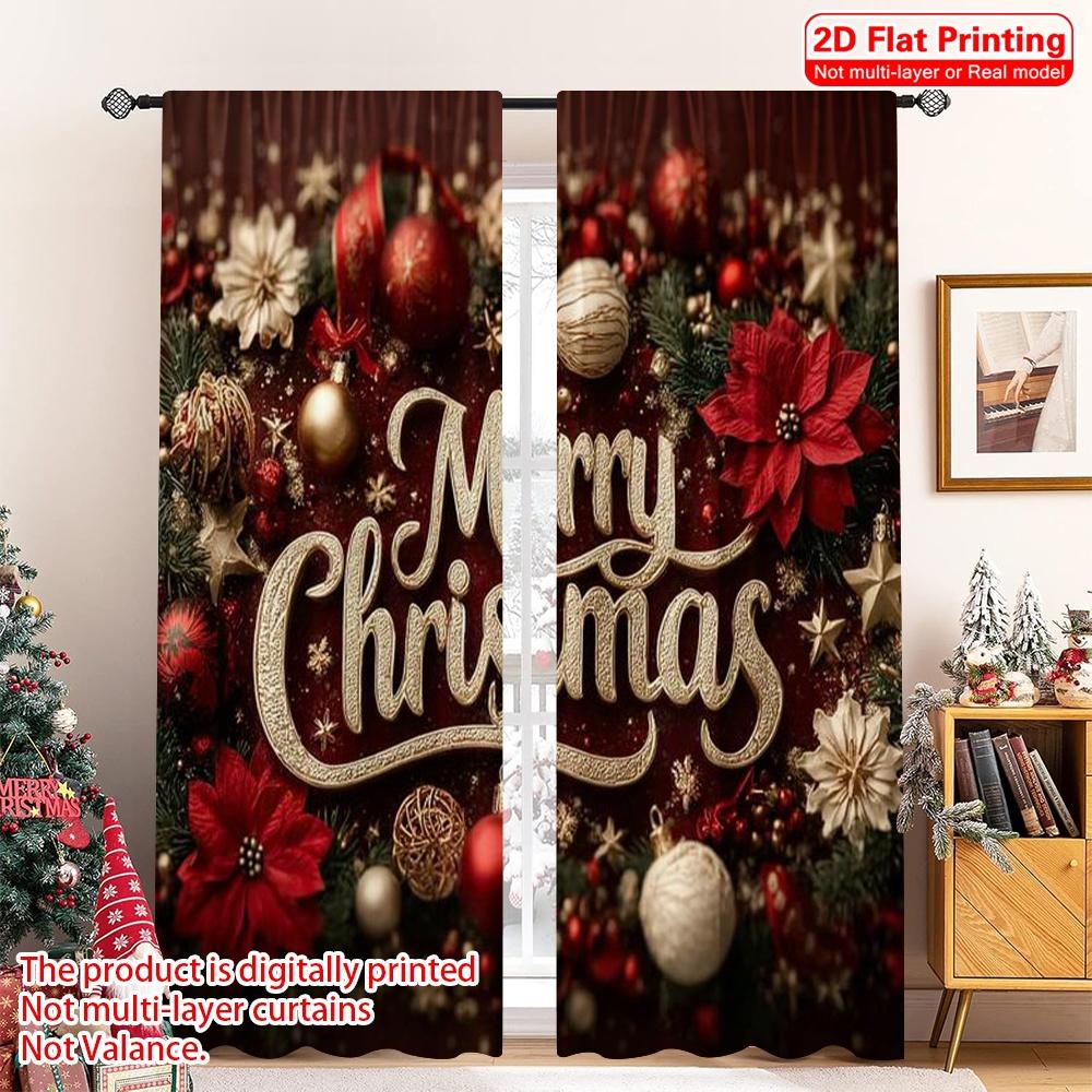 Flat Printing Christmas Scene Curtain Red Polyester Without Electricity Versatile Perfect Curtains Set Of 2 Made W100*H70(CM)-Hooks&1PCS
Flat Printing Christmas Scene Curtain Red Polyester Without Electricity Versatile Perfect Curtains Set Of 2 Made W100*H70(CM)-Hooks&1PCS