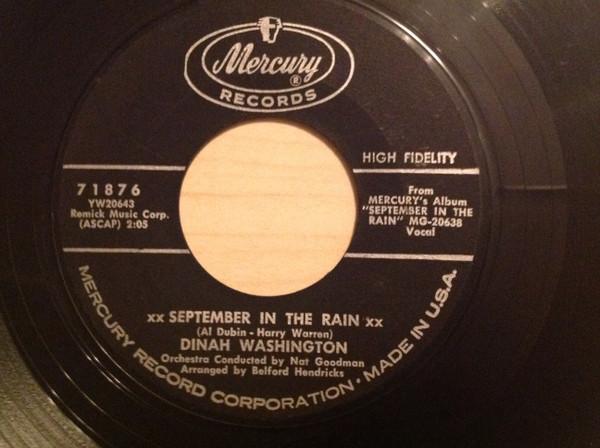 7inch Record DINAH WASHINGTON September In The Rain 71876 Mercury 1961 UK Jazz Used
7inch Record DINAH WASHINGTON September In The Rain 71876 Mercury 1961 UK Jazz Used