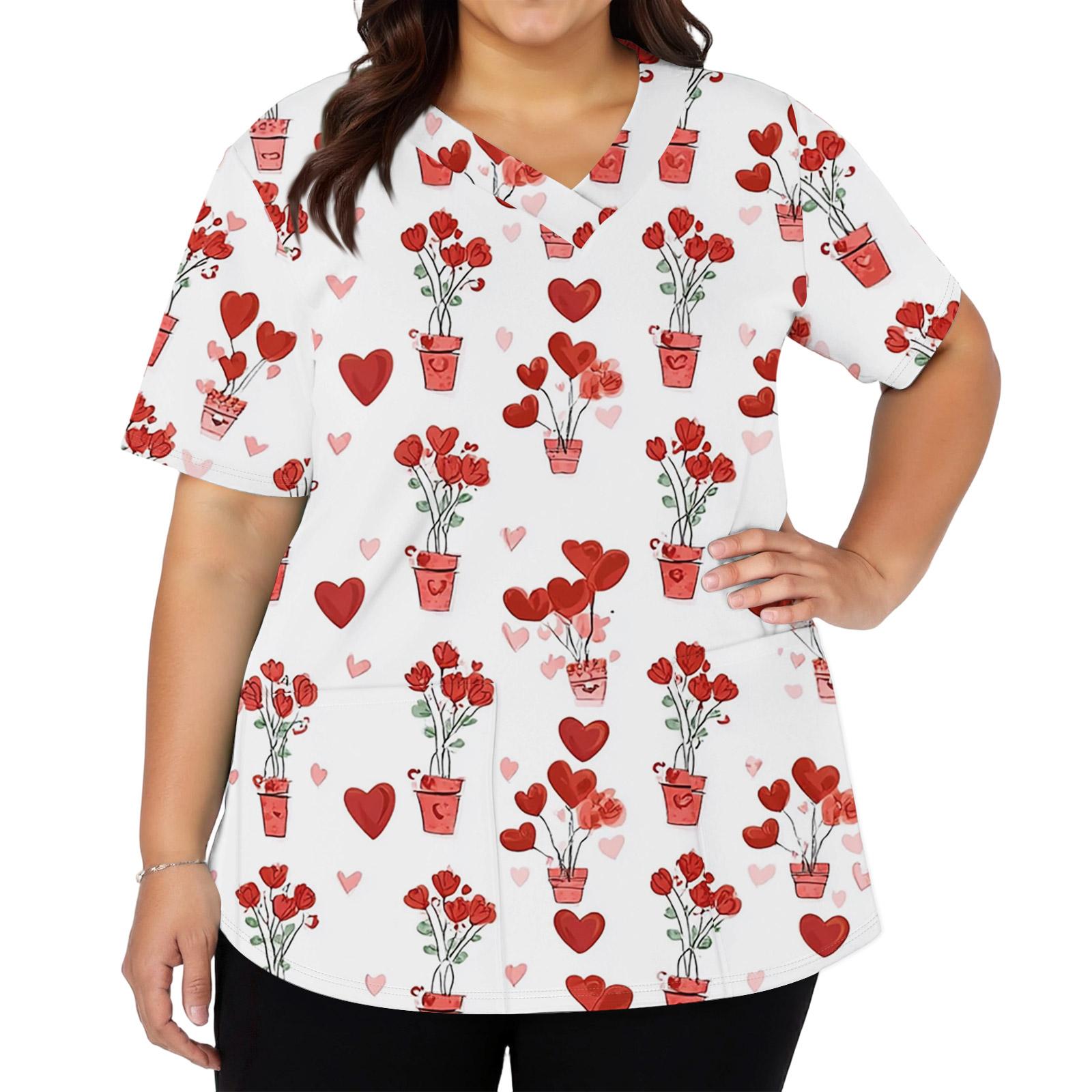 Women s Fashionable V-neck Short-Sleeved Work Top With Side Slits, Pockets, And Decorated With Valentine s Day Heart Elements And Heart Prints. S рожевий
Women s Fashionable V-neck Short-Sleeved Work Top With Side Slits, Pockets, And Decorated With Valentine s Day Heart Elements And Heart Prints. S рожевий
