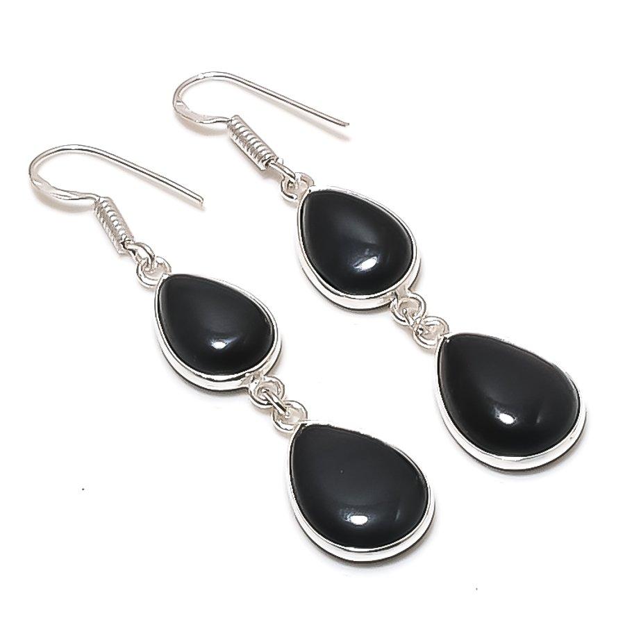 Natural Black Onyx Gemstone Handmade 925 Sterling Silver Earring 2.21 AE-11693
Natural Black Onyx Gemstone Handmade 925 Sterling Silver Earring 2.21 AE-11693