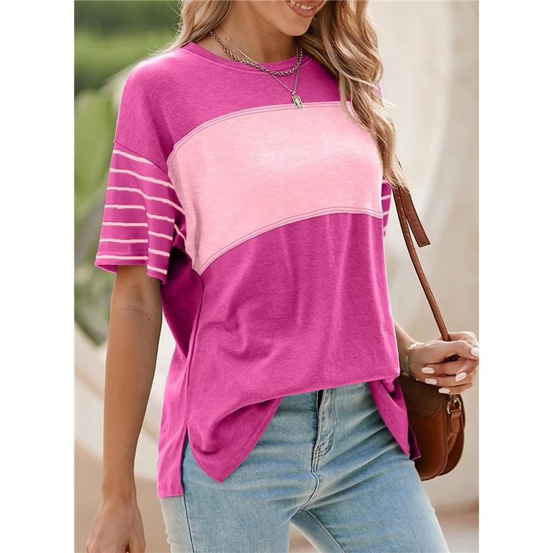 Women s Color Block Striped Short Sleeve T-Shirt Casual Round Neck Loose Fit Top XXL Яскраво-рожевий
Women s Color Block Striped Short Sleeve T-Shirt Casual Round Neck Loose Fit Top XXL Яскраво-рожевий