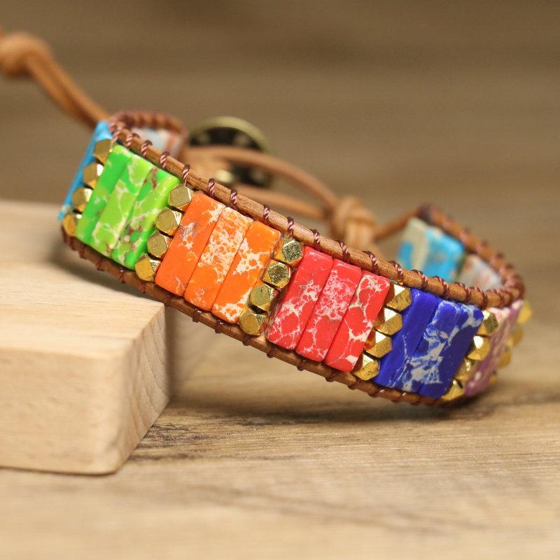 Rainbow Chakra Leather Wrap Bracelet – Gold Accent Boho Jewelry, Energy Balance Joy Gift for Women різнокольоровий
Rainbow Chakra Leather Wrap Bracelet – Gold Accent Boho Jewelry, Energy Balance Joy Gift for Women різнокольоровий