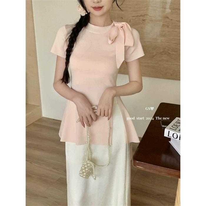 Design Sense Black Bow Knitted Short Sleeve Top Women s Summer Slim Front Shoulder Short Ice Silk Split T-Shirt Thin One size fits all рожевий
Design Sense Black Bow Knitted Short Sleeve Top Women s Summer Slim Front Shoulder Short Ice Silk Split T-Shirt Thin One size fits all рожевий