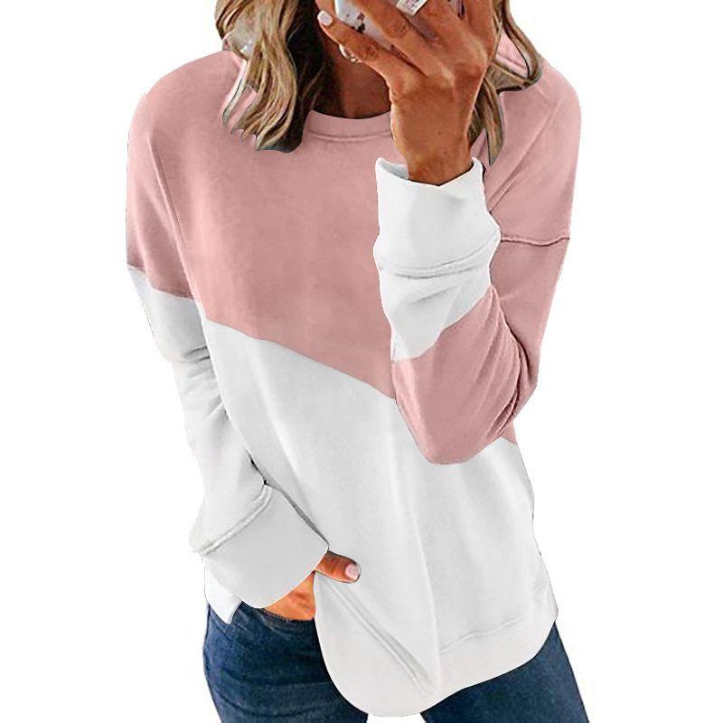 European and American Cross-Border 2026 Autumn Amazon New Color-Blocking Long-Sleeve Round-Neck Contrast Loose Sweatshirt T-Shirt Top for Women Pink M
European and American Cross-Border 2026 Autumn Amazon New Color-Blocking Long-Sleeve Round-Neck Contrast Loose Sweatshirt T-Shirt Top for Women Pink M