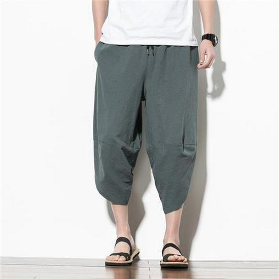 Men s Loose Linen Beach Harem Pants - Wide-Leg, Seven-Point Style, Casual Chinese Design M зелений/сірий колір
Men s Loose Linen Beach Harem Pants - Wide-Leg, Seven-Point Style, Casual Chinese Design M зелений/сірий колір
