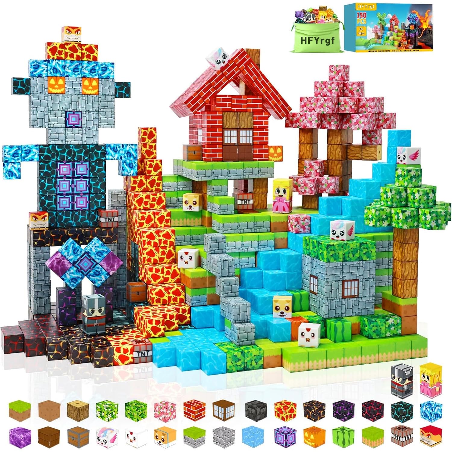 HFYrgh Magnetic Building Blocks, 150 Pieces (2.5cm), with Two Themes: Forest House and Volcano Exploration. Building Block Set, Magnetic Puzzle,
HFYrgh Magnetic Building Blocks, 150 Pieces (2.5cm), with Two Themes: Forest House and Volcano Exploration. Building Block Set, Magnetic Puzzle,