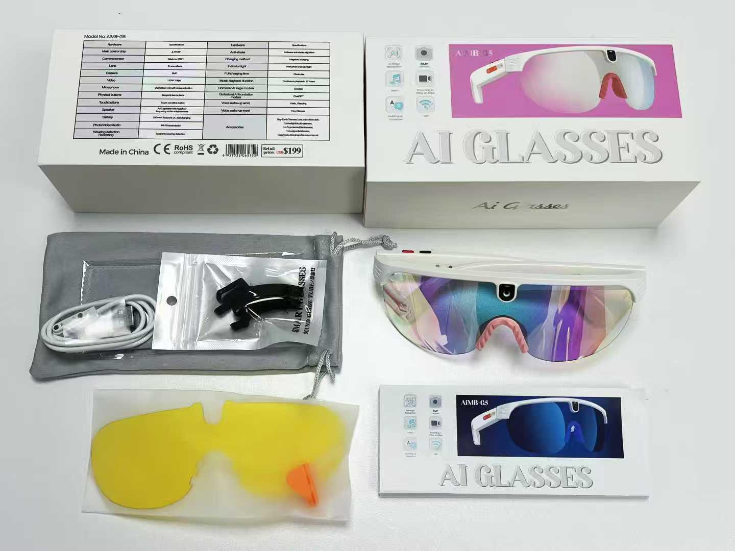 AIMB-G5 Smart Glasses: 8MP Camera, AI Translation, Anti-Shake, Cycling & Sports Eyewear
AIMB-G5 Smart Glasses: 8MP Camera, AI Translation, Anti-Shake, Cycling & Sports Eyewear
