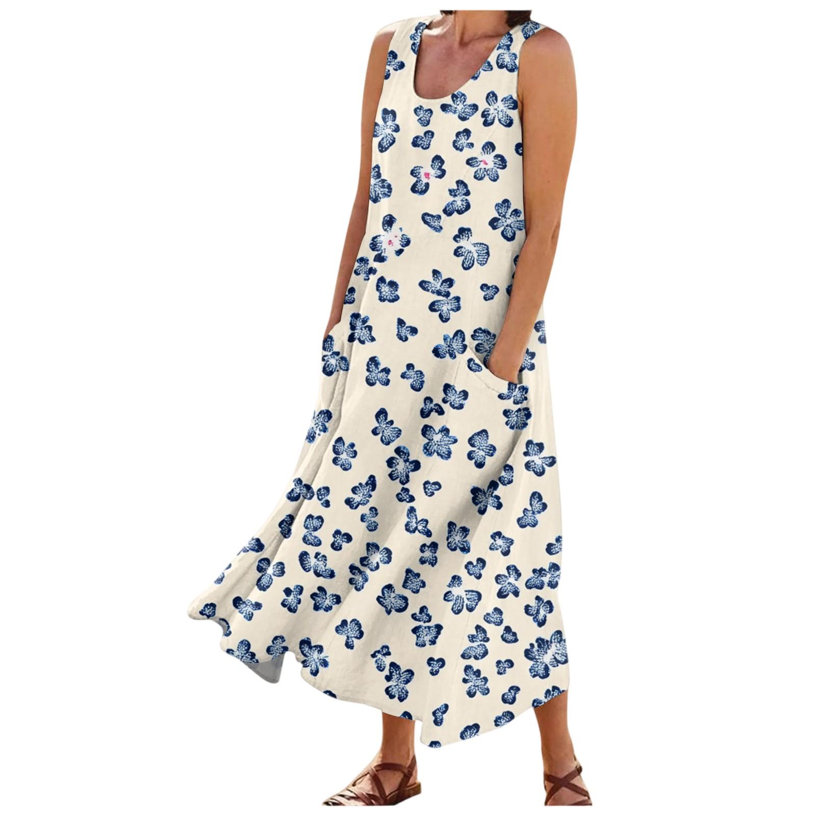 Women s Fashion Summer Casual Sleeveless Floral Printed Small Pocket Dresses XL білий
Women s Fashion Summer Casual Sleeveless Floral Printed Small Pocket Dresses XL білий