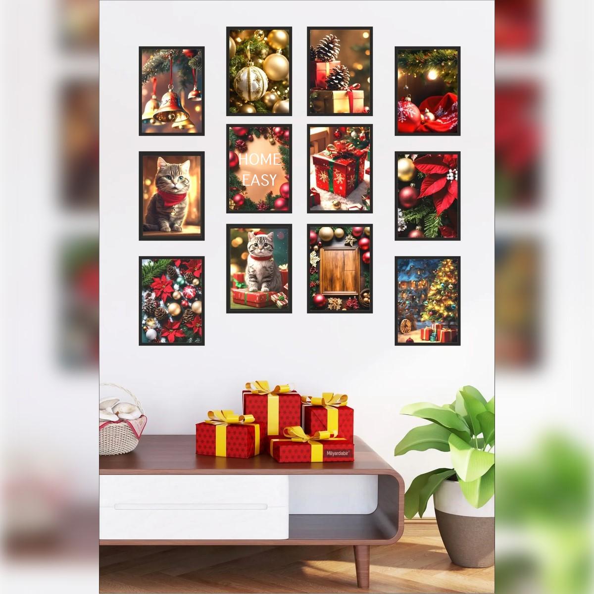 Christmas Special Bell & Cat Wall Art – 12-Piece Framed Appearance Christmas MDF Wall Art Set 
Christmas Special Bell & Cat Wall Art – 12-Piece Framed Appearance Christmas MDF Wall Art Set