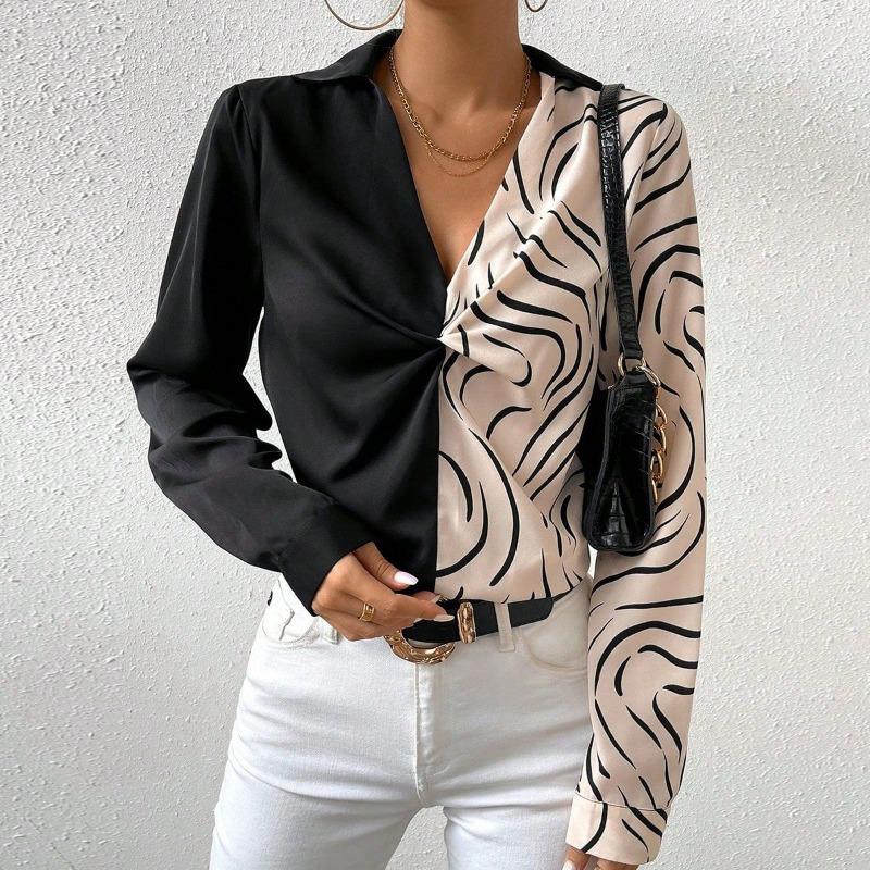 Women Black Beige Zebra Print Color Block Twist Front Long Sleeve Satin Blouse S бежевий
Women Black Beige Zebra Print Color Block Twist Front Long Sleeve Satin Blouse S бежевий