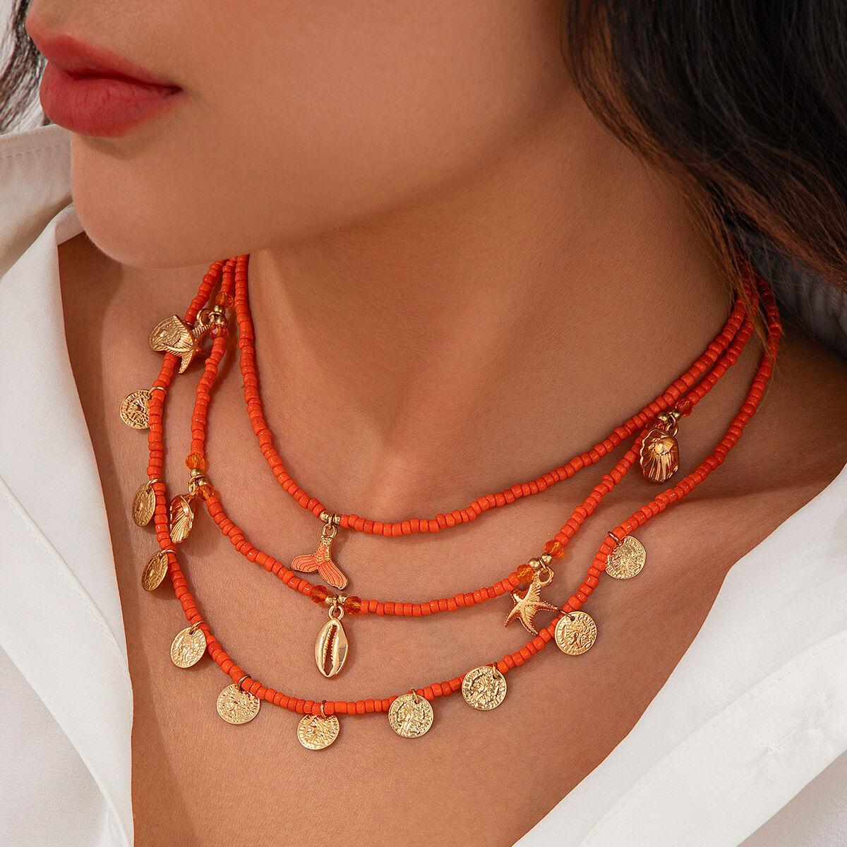 Ingemark 3Pcs/Set Boho Orange Seed Beads Chain Necklace for Women Summer Vintage Metal starfish Conch Coin Pendant Y2K Jewelry
Ingemark 3Pcs/Set Boho Orange Seed Beads Chain Necklace for Women Summer Vintage Metal starfish Conch Coin Pendant Y2K Jewelry