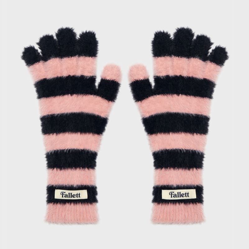 FALLETT Вязаные перчатки с прорезями для пальцев в полоску розового цвета F
FALLETT Вязаные перчатки с прорезями для пальцев в полоску розового цвета F