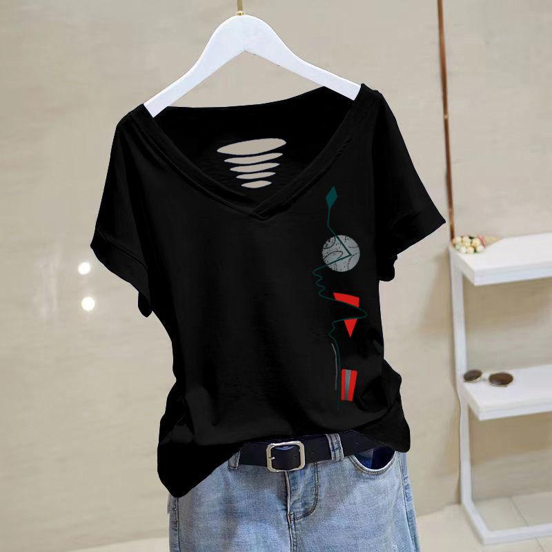 Summer New Cotton T-Shirts Women Solid Color Printing V-neck Short Sleeve Tees Fashion Loose Casual Hollow Out Pullovers XL чорний
Summer New Cotton T-Shirts Women Solid Color Printing V-neck Short Sleeve Tees Fashion Loose Casual Hollow Out Pullovers XL чорний