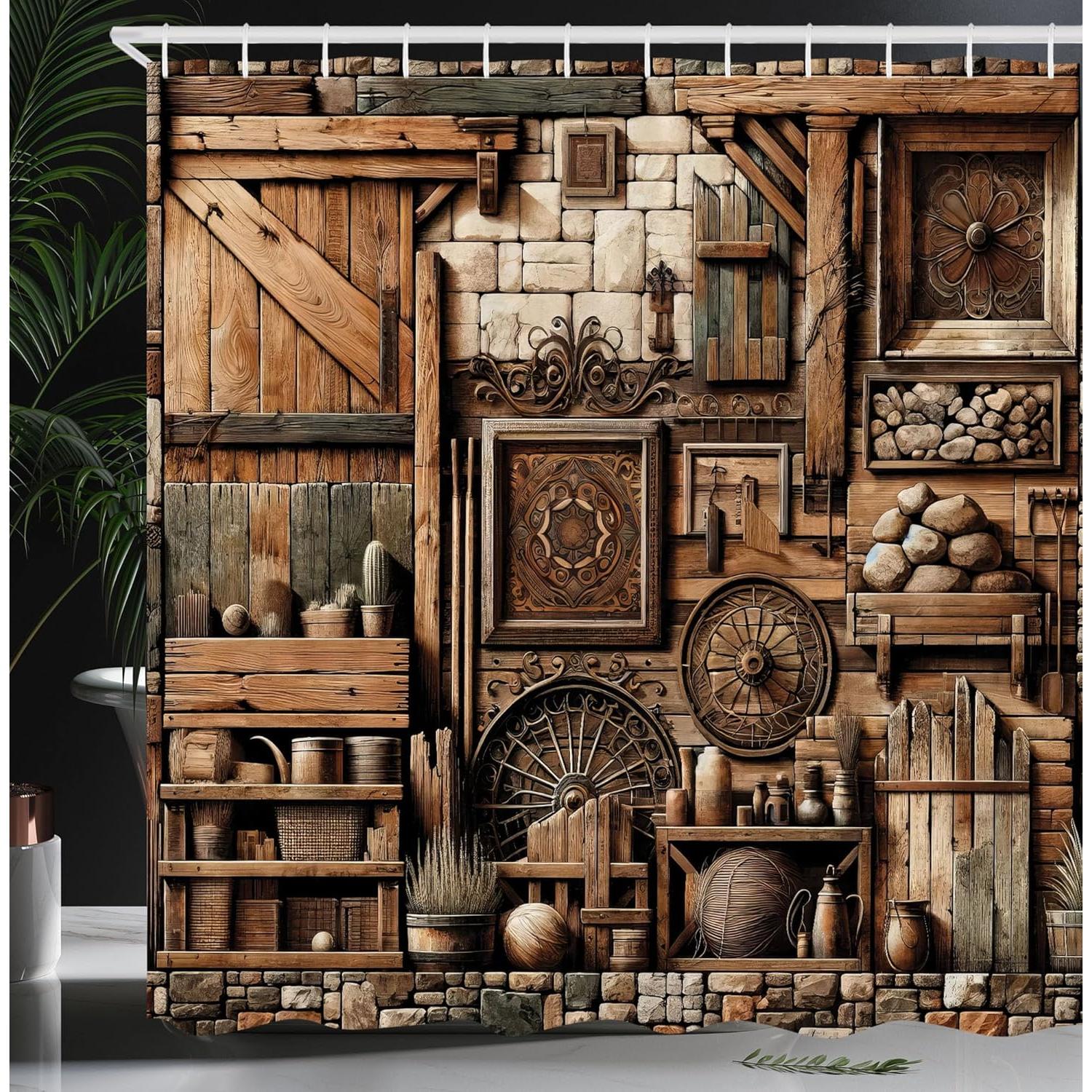 Ambesonne Rustic Shower Curtain, Weathered and Grunge Look Medieval Time Inspired Cottage Scene Wooden Details, Cloth Fabric Bat 90x180cm
Ambesonne Rustic Shower Curtain, Weathered and Grunge Look Medieval Time Inspired Cottage Scene Wooden Details, Cloth Fabric Bat 90x180cm