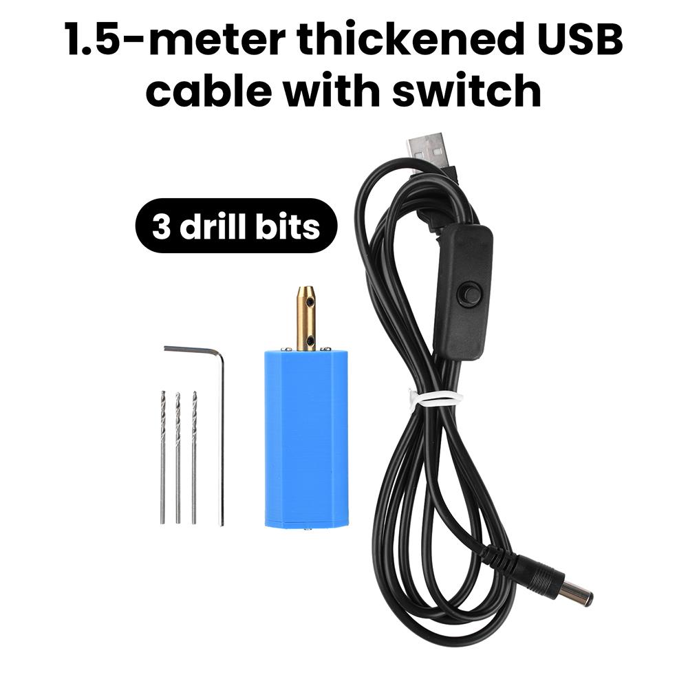 Portable Electric Drill 5V USB Powered 10000RPM High Speed 1.2MM Drill Bit for Wood Bamboo Plastic Metal Sheet DIY Craft Project
Portable Electric Drill 5V USB Powered 10000RPM High Speed 1.2MM Drill Bit for Wood Bamboo Plastic Metal Sheet DIY Craft Project