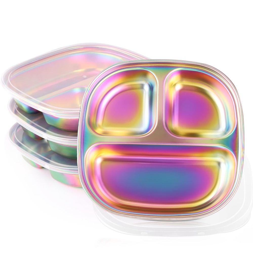 304 Stainless Steel Divided Dinner Plates Dazzling Salad Barbecue Plate Meal Time 1Pc Plate with Lids
304 Stainless Steel Divided Dinner Plates Dazzling Salad Barbecue Plate Meal Time 1Pc Plate with Lids
