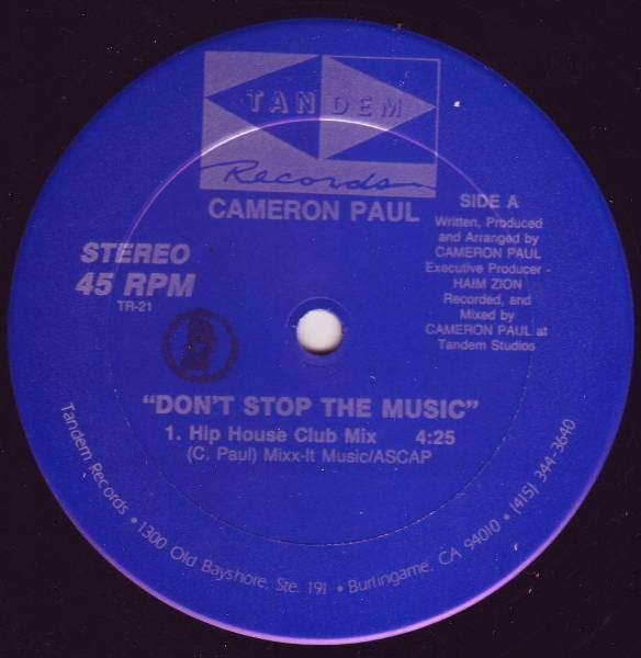 12-дюймовая пластинка CAMERON PAUL Dont Stop The Music TR21 Tandem Records US Dance Electronica Б/у
12-дюймовая пластинка CAMERON PAUL Dont Stop The Music TR21 Tandem Records US Dance Electronica Б/у