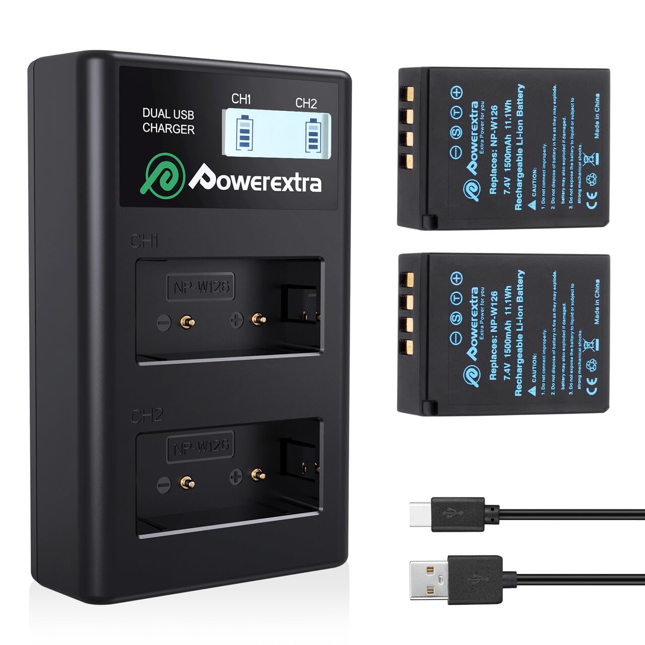 Powerextra compatible 2 pieces LCD quick charger set Fuji Compatible with NP-W126 NP-W126S +
Powerextra compatible 2 pieces LCD quick charger set Fuji Compatible with NP-W126 NP-W126S +