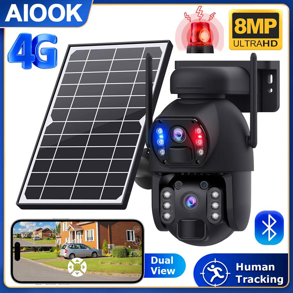 AIOOK 4G Солнечная IP-камера HD 8MP 20-кратный световой эффект Zoom Двусторонний домофон Полноцветное ночное видение Автоматическое отслеживание PTZ Уличная водонепроницаемая камера безопасности 
AIOOK 4G Солнечная IP-камера HD 8MP 20-кратный световой эффект Zoom Двусторонний домофон Полноцветное ночное видение Автоматическое отслеживание PTZ Уличная водонепроницаемая камера безопасности