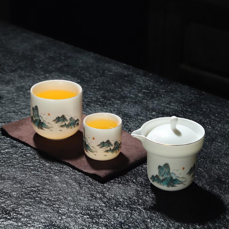 Dehua Ceramic Portable Tea Set - Thousand Miles of Rivers and Mountains Design
Dehua Ceramic Portable Tea Set - Thousand Miles of Rivers and Mountains Design