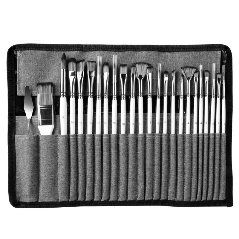 24pcs Nylon Hair Paint Brushes Set,Professional Artist Brush With Roll-Up Canvas Case,Multi-Shape Brushes For Artists & Students білий
24pcs Nylon Hair Paint Brushes Set,Professional Artist Brush With Roll-Up Canvas Case,Multi-Shape Brushes For Artists & Students білий