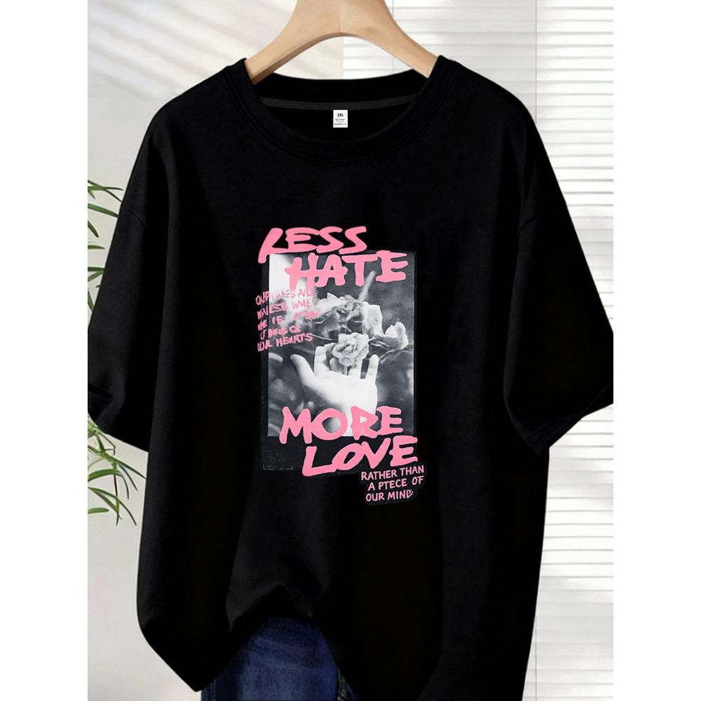 Rose and letters Plus size women s round neck short sleeve T-shirt with elastic half sleeves and trendy prints M
Rose and letters Plus size women s round neck short sleeve T-shirt with elastic half sleeves and trendy prints M