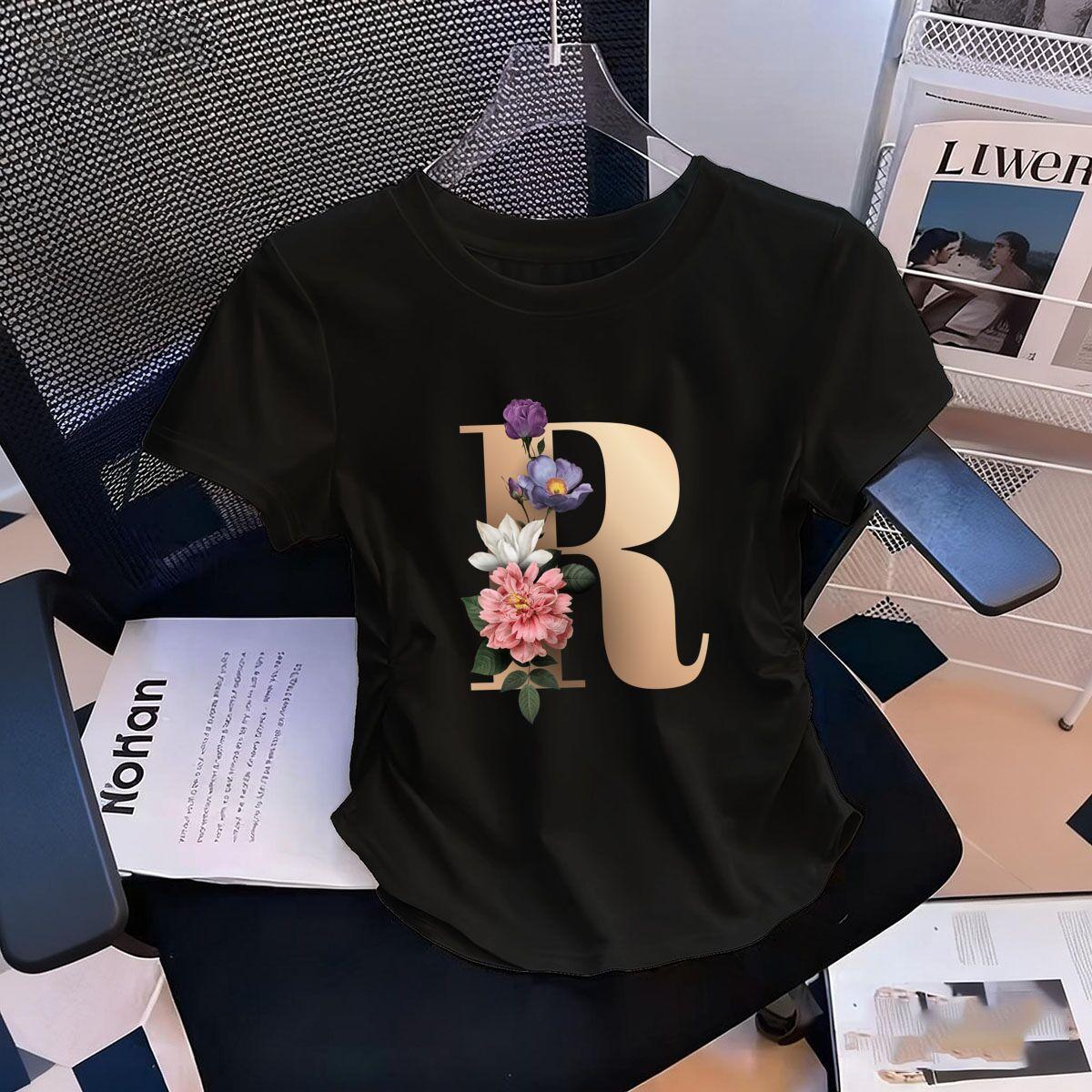 Womens WaistDefining Elastic T Shirt Floral Letters R printed Short Sleeve Round Neck top tee Cartoon tshirts XL
Womens WaistDefining Elastic T Shirt Floral Letters R printed Short Sleeve Round Neck top tee Cartoon tshirts XL