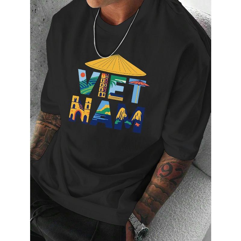 European sizes Men s Casual Short Sleeve T-Shirt - Vietnam Travel Graphic Print with Iconic Landmarks, Breathable Regular Fit Summer Tee 4XL чорний
European sizes Men s Casual Short Sleeve T-Shirt - Vietnam Travel Graphic Print with Iconic Landmarks, Breathable Regular Fit Summer Tee 4XL чорний
