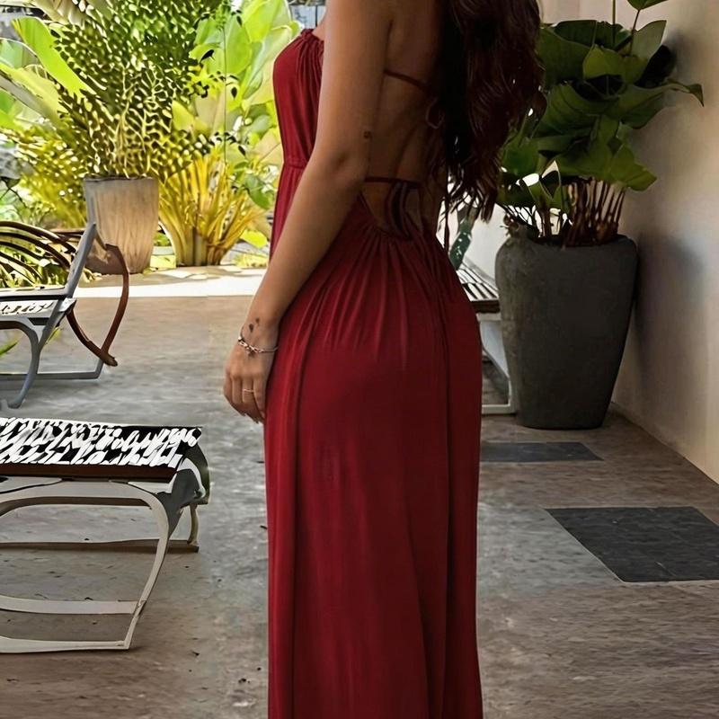 26 European Style Sweet Summer Plus Size Women Clothing Backless Loose Fit Spaghetti Strap Maxi Dress M винний
26 European Style Sweet Summer Plus Size Women Clothing Backless Loose Fit Spaghetti Strap Maxi Dress M винний