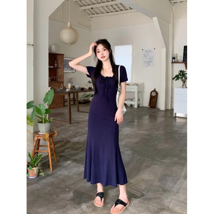 Pear-shaped body blue square neck dress children s summer new French temperament waist dress XL темно-синього кольору
Pear-shaped body blue square neck dress children s summer new French temperament waist dress XL темно-синього кольору